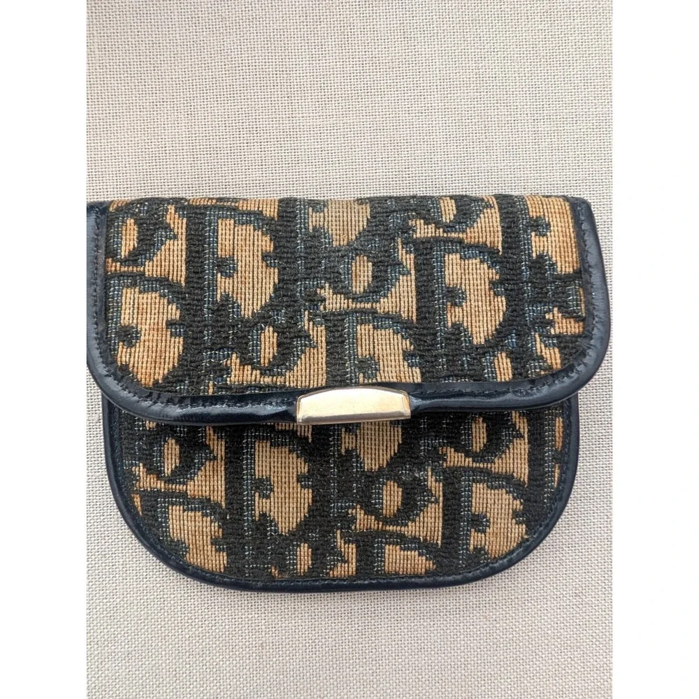 DIOR Trotter Canvas/Leather Coin/Card Pouch with COA